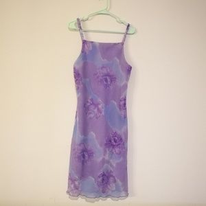 Vintage 90s Slip Dress Purple Watercolor Print